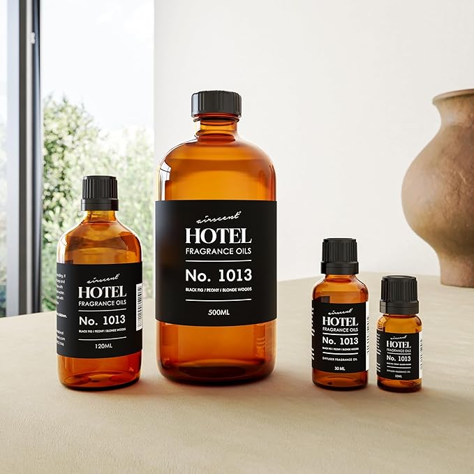 AirScent Hotel Diffuser Oil No. 1013 - Black Fig Peony Blonde Woods - Hotel Scent Dupe - Premium Fragrance Oil for Ultrasonic and Waterless Diffusers and Crafting - 10 mL, .34 fl oz Glass Bottle