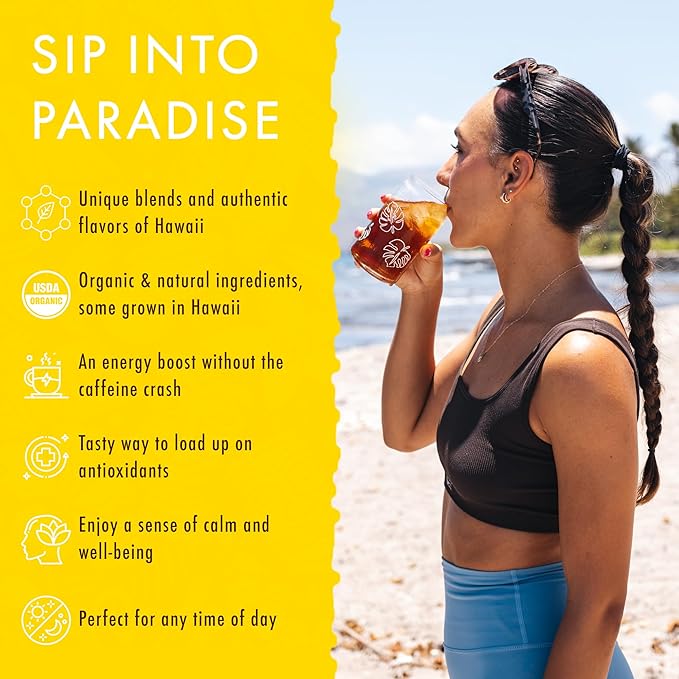 Hawaiian Natural Pineapple Strawberry Flavored Organic Tea - Tropical Fruit Green And White Tea, Perfect Daily Cup & Gift - 20 Bags