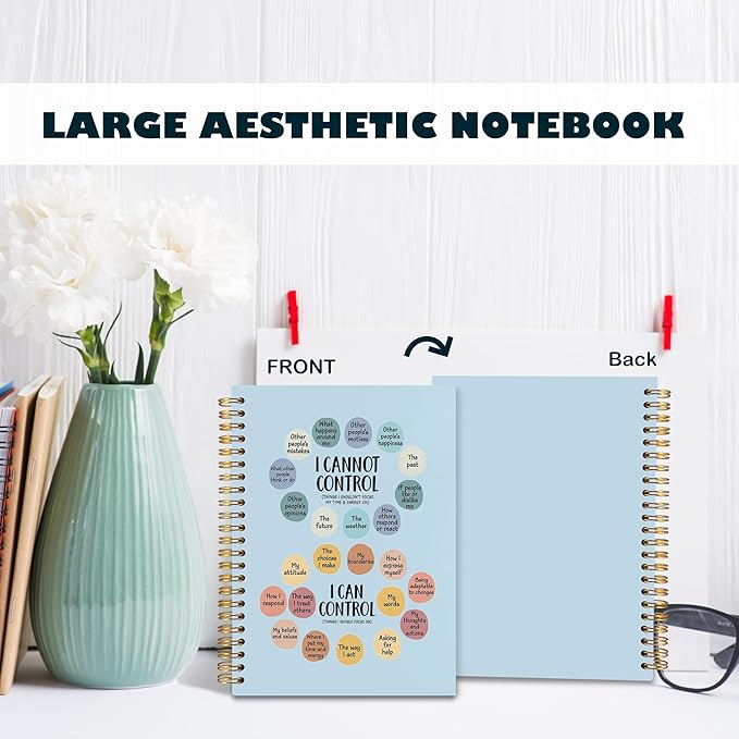 BearCake Notebook Journal, Blue Floral Notebook for Women,Journal for Women, Aesthetic Office Supplies Hardcover Spiral Notebook 5.5x8.3 642