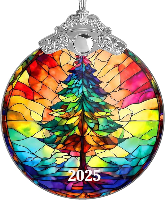 2025 Christmas Ornament, Stained Glass Effections, Christmas Tree 2D Acrylic Ornament Art, White Elephant Gifts, Christmas Ornament, Tree Ornaments, Christmas Decor (Christmas Tree)
