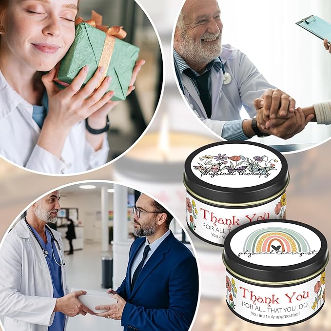 12 Pcs Physical Therapy Month Gifts Candles Bulk 3 oz Thank You Soy Wax Jar Candles for Scented Small Candle Gift Set Basket for PT PTA Physical Therapy Week Thank You Gifts(Pt Month)