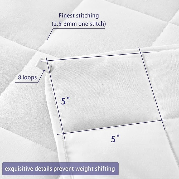 King Size Weighted Blanket for Adults (25 lbs, 80” x 87”, White) Cooling Heavy Blanket for Sleeping Perfect for 240-260 lbs, Breathable Blanket for Adults & Couple All Season, Machine Washable