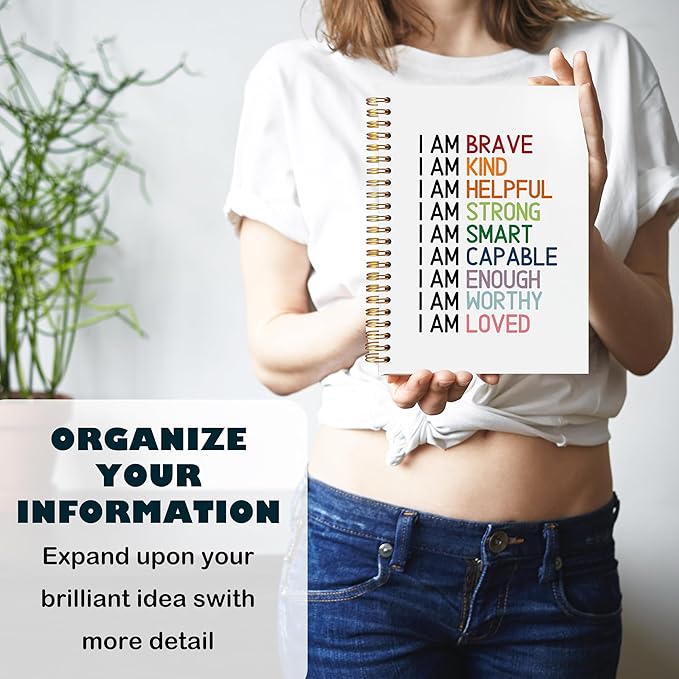 BearCake Positive Affirmation Gifts,Inspirational Notebooks, Affirmation Journal, Encouragement Gifts,I am brave kind loved enough worthy Spiral Notebook 5.5x8.3