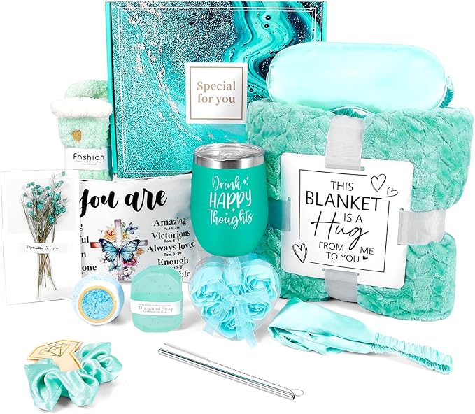 Get Well Soon Gift Baskets for Women Self Care Gifts, Birthday Gifts for Women, Sympathy Gift Spa Birthday Gifts Mothers Day Gifts for Mom Her Wife Sister Friend Best Girlfriend Mothers, Green