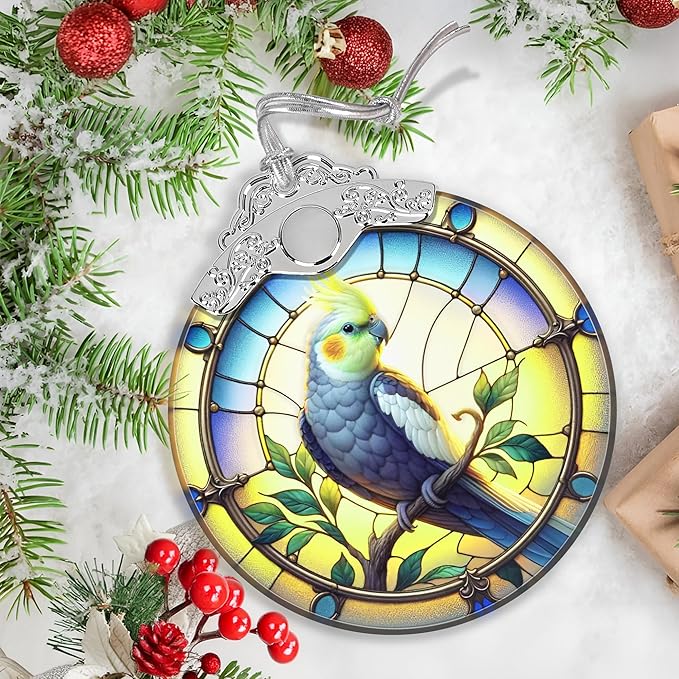 Cockatiel Stained Glass Orament - Christmas Ornament - Christmas Decorations for Tree - Holiday Present ldeas - Gift Exchange
