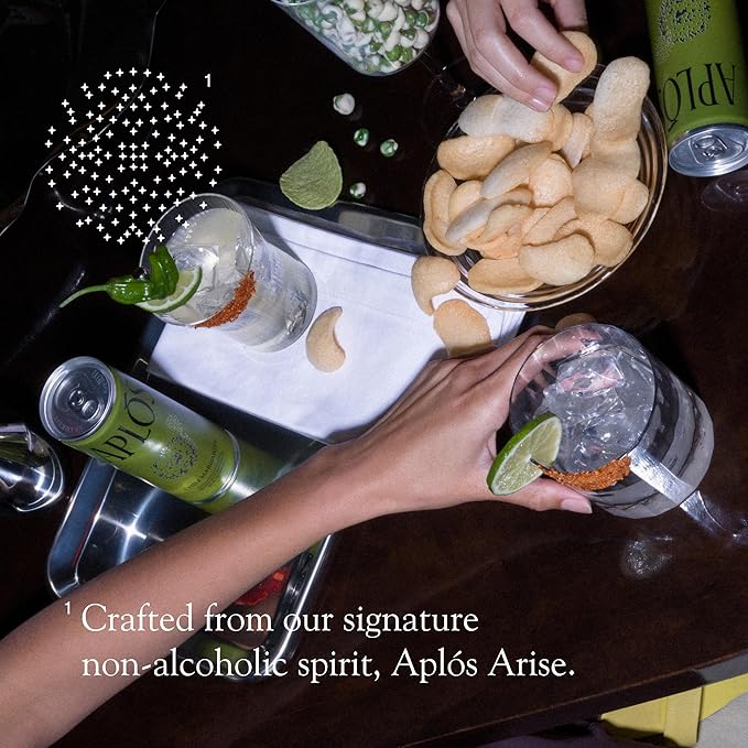 Aplós Arise Canned Chili Margarita Non-Alcoholic Cocktail, Formulated with Adaptogens for Mood & Energy Boosting, Low Calorie, No Added Sugar Beverage (8.5 fl oz. 12-pack)