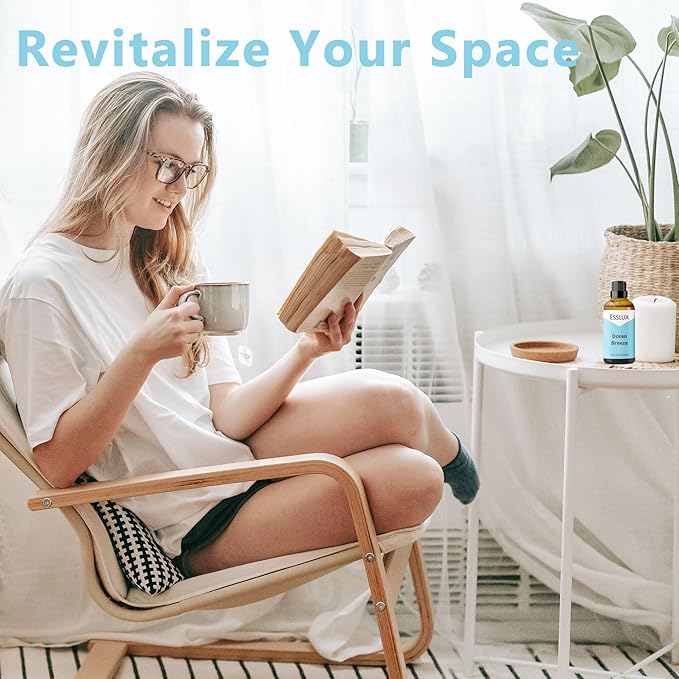 Ocean Breeze Fragrance Oil, ESSLUX Large Single Scented Oils 100 ml (3.3 oz), Fresh Sea Aromatherapy Essential Oils for Home for Diffuser, Massage, Soap, Candle Making Scents