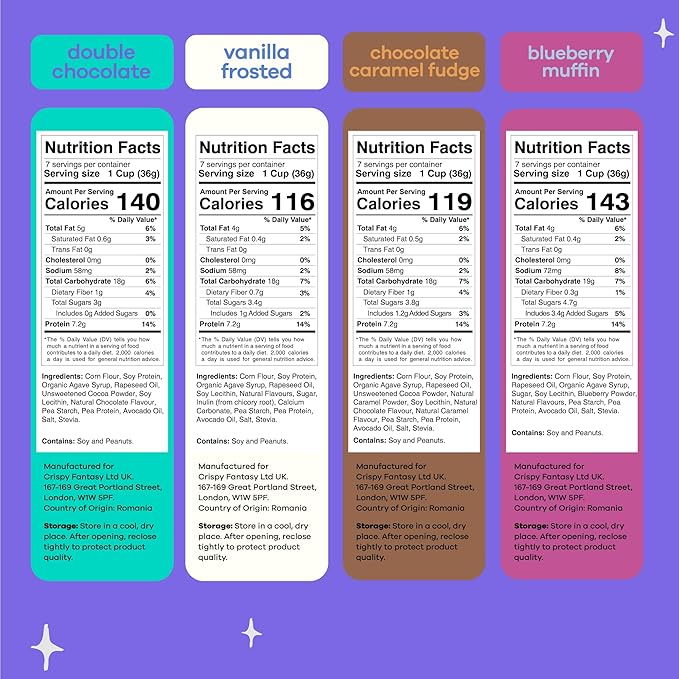 Crispy Fantasy High Protein Cereal, Limited Edition Variety Pack, Gluten Free, Vegan, Low Sugar, Protein Snacks, Plant Based, Just Add Milk, Healthy Breakfast for Kids & Adults, (4 Boxes x 9 Oz)