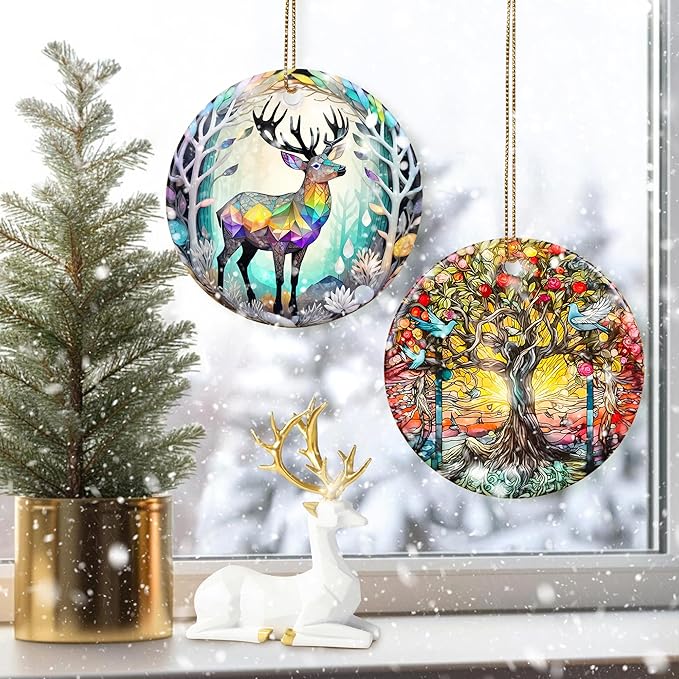 Colorful Ceramic Elk Christmas Ornament, Elk Ornaments for Christmas Tree, Holiday Decorations, Christmas Decor, Elk Gifts, Christmas Ornament Gift Ideas