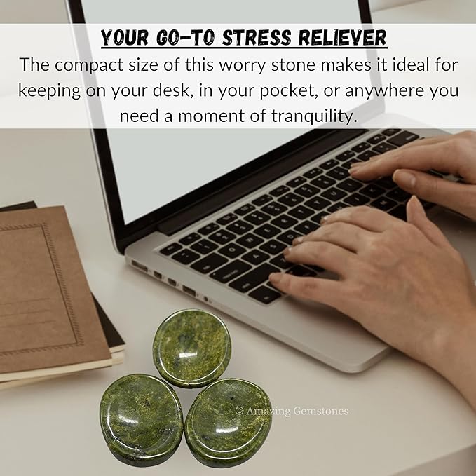 Amazing Gemstone Vasonite Worry Stone Crystals and Healing Stones - Stones for Stress Relief - Piedra Crystal Fidget for Meditation, Relaxation - Unique Stocking Stuffers and Birthday Gift