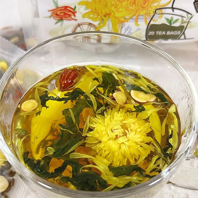 Dandelion Wolfberry Tea Bags, 100% Natural Liver and Kidney Detox Tea, Caffeine-Free - 10g x 20 Count