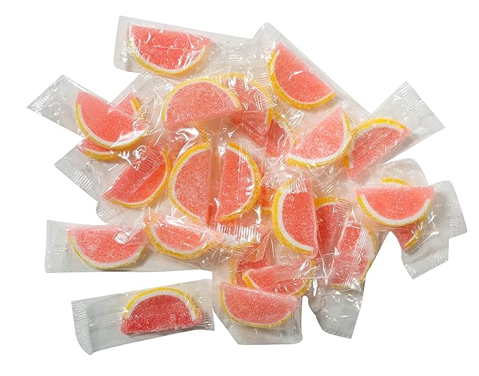 Boston Fruit Slice Individually Wrapped Gourmet Gummy Candy 1lb Box (Pink Grapefruit)