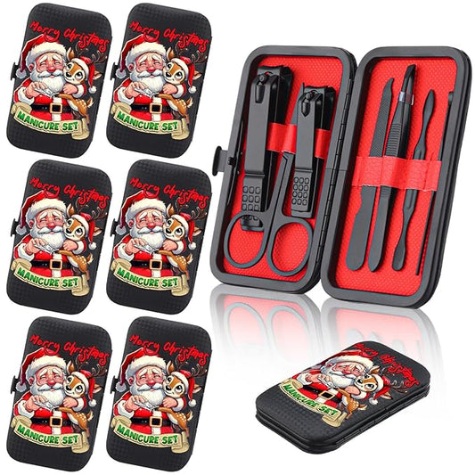 6 Sets Funny Christmas Manicure Sets Bulk Christmas Stocking Stuffers Nail Clipper Kit Funny Xmas Gifts for Men Woman Husband Boyfriend Parent