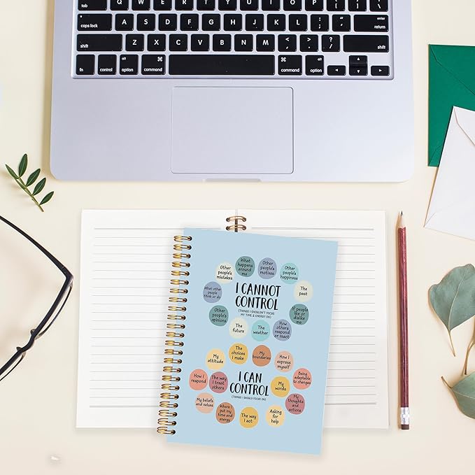 BearCake Notebook Journal, Blue Floral Notebook for Women,Journal for Women, Aesthetic Office Supplies Hardcover Spiral Notebook 5.5x8.3 642