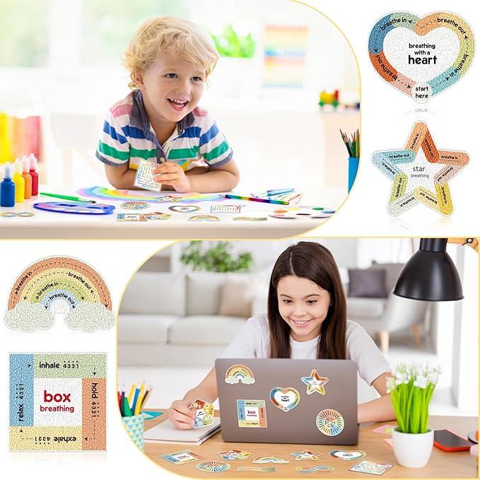 Libima 72 Pieces Anxiety Sensory Stickers Textured Stickers Fidget Mindfulness Sticker School Counselor Supplies Adult Sensory Items Anxiety Relief, 9 Styles(Retro Color)