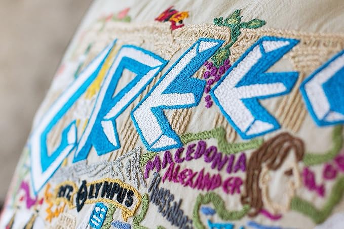 Catstudio Greece Embroidered Decorative Throw Pillow