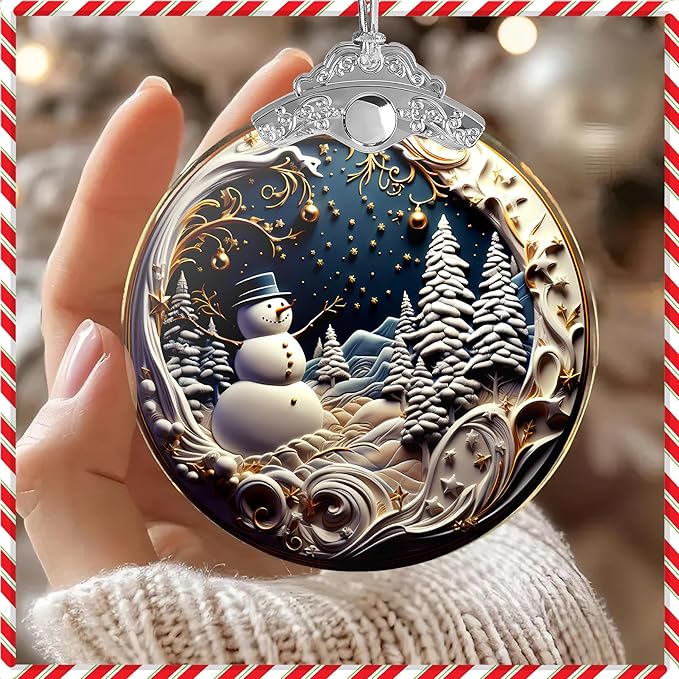 2025 Christmas Ornament, Christmas Decor, Ornaments, Xmas Tree Ornaments, Xmas Tree 2D Acrylic Ornament, White Elephant Gifts, Gag Gifts Funny Adult (Snowman)
