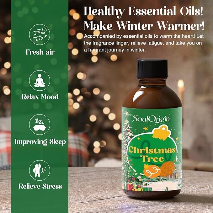 Winter Christmas Tree Essential Oil 120ml (4 Fl Oz), Natural Fragrance Oils for Aromatherapy Essential Oil Diffuser, Fragrance Lamps Humidifier, Massage, Candle Making, Gifts for Women