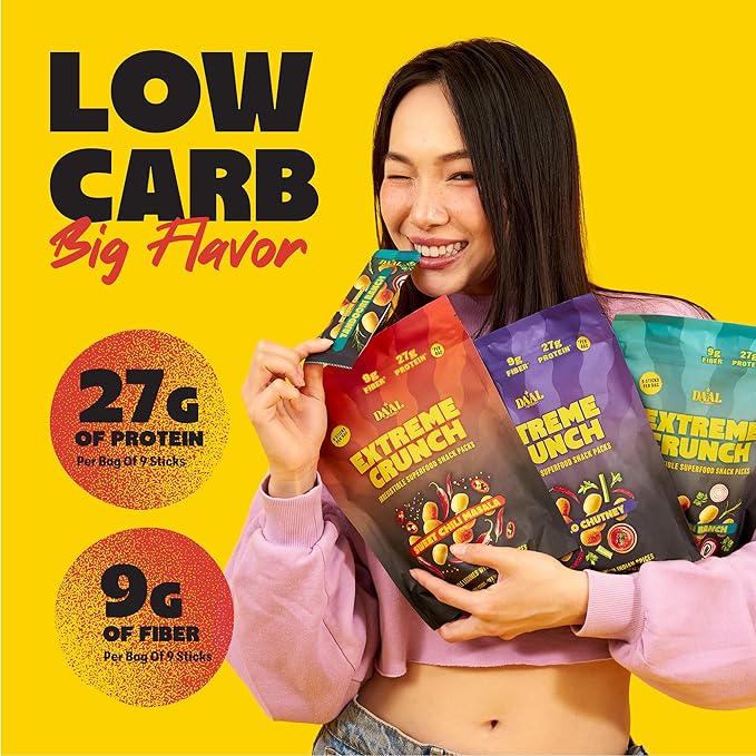 Daal By Keen Crunchy Mung Bean Snacks – Variety Pack - Plant-Based Protein, High Fiber, Gluten Free & Nut-Free – Mix into Salads or Enjoy as an On-the-Go Snack - 1 Resealable Pack, 4.76 oz