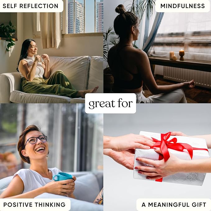 Mindful Moments Daily Affirmation Cards for Women, 106 Positive Inspirational Messages & Self Reflection Journal Prompts, Meditation Cards with Display Stand, Gifts for Her