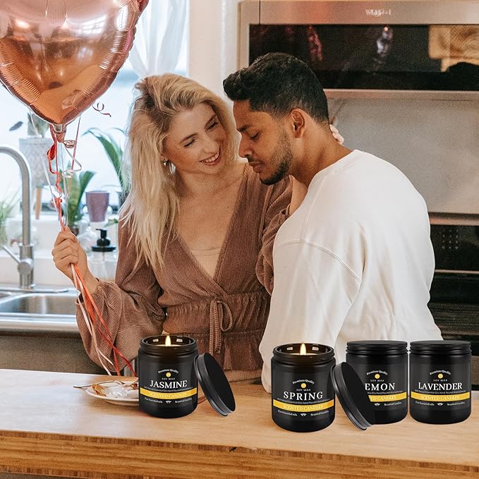 9Psc Scented Candles Set | Men Candle Set,7oz Gifts for Men Aromatherapy, Soy Candle(Black)