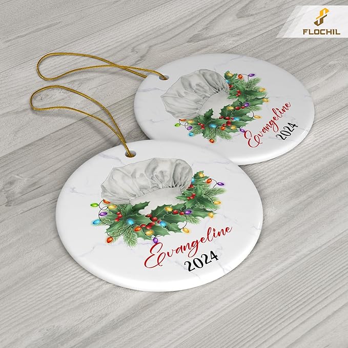 FLOCHIL Personalized Chef Christmas Ornament, Custom With Name, Gifts for Chefs