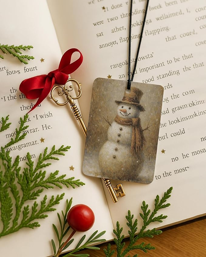 Vintage Christmas Berry Car Air Freshener 4 Pcs, Winter Bell Xmas Tree Snowman Santa Hanging Air Freshener for Cars Closet Drawer Books, Rustic Christmas Car Accessories Mirror Decor for Women