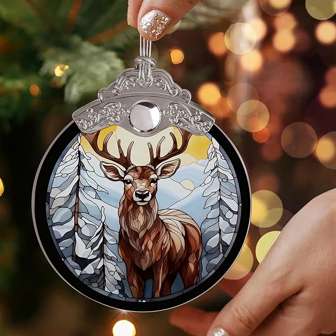 Deer Ornaments for Christmas Tree - Jocidea Deer Christmas Ornament - Beautiful Deer Ornament Gift - Holiday Keepsake - Deer Stocking Stuffer - Deer Gift