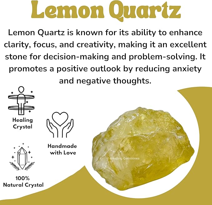 Amazing Gemstone 2 Pieces Lemon Quartz Raw Crystals and Healing Stones, Natural Rocks for Tumbling and DIY Raw Stones and Crystals