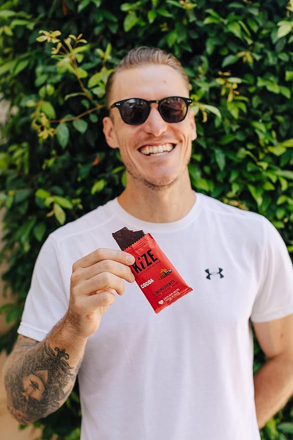 KiZE Energy Bars - Cocoa - Gluten Free, Non-GMO, and High Protein Meal Replacement Energy Bars, Clean and Simple Food Ingredients - 10g High Protein Snacks, (10 Count)