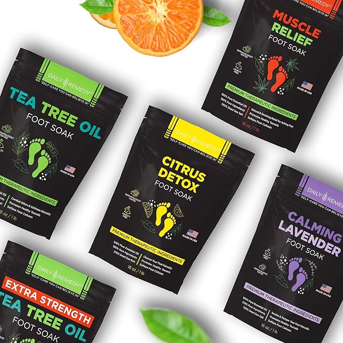 Citrus Detox Foot Soak with Epsom Salt - for Foot Callus, Immune Boost, Damaged Toenail, Athletes Foot, Pedicure and Soothes Tired Feet - Made in USA