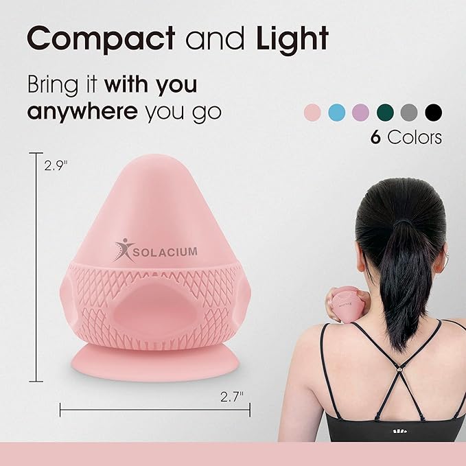 Solacium Mountable Massage Therapy Tool - Multi-Surface Suction Cup Wall Massage Tool for Sore Muscles, Myofascial Release, Stress Relief, Trigger Point and Deep Tissue Massage (Pink)