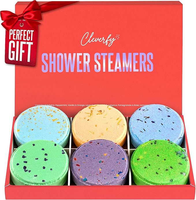 Cleverfy Shower Steamers Aromatherapy – Stocking Stuffers for Women, Teens and Wife – Christmas Gifts for Women and Teen Girls – White Elephant Gifts for Adults – 6 Tablets