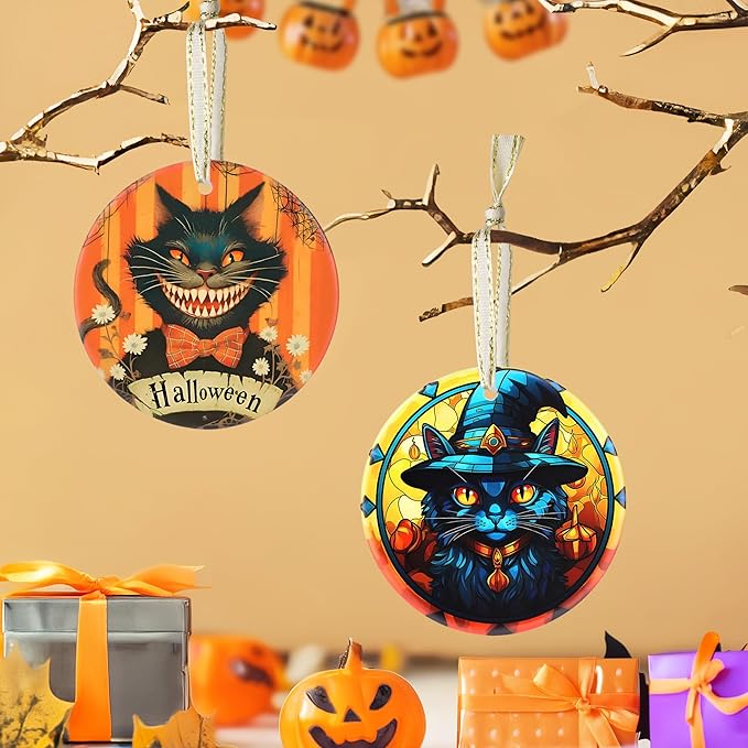 Christmas 2025 Ornaments, Christmas Ornament Gift, Holiday Keepsake, Stocking Stuffers, Gift Ideas - Black Cat with Witch Hat