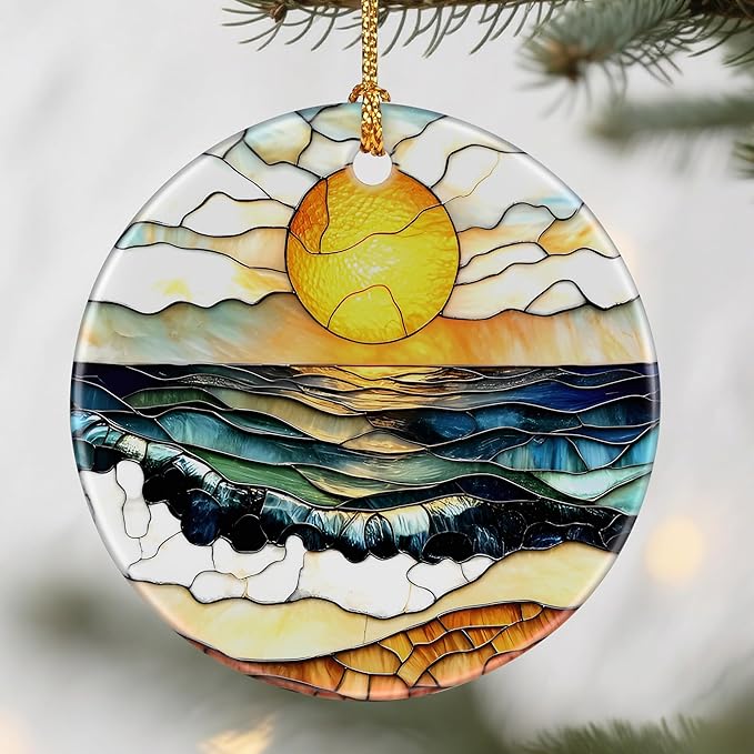 Beach Sunset Ornaments, Christmas Ornaments: Christmas Tree Decorations, Holiday Decor, Stocking Stuffers, Gift Ideas, Xmas Gifts & Gifts for Beach Lover