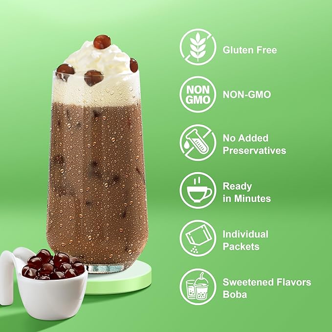 J WAY Instant Vietnamese Coffee Kit with Authentic Brown Sugar Tapioca Boba, Ready in Under One Minute, Paper Straws Included - 3 Servings