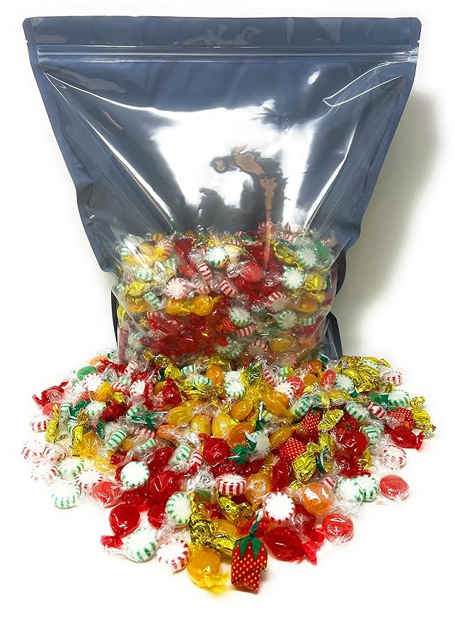 Halloween American Old Fashioned Hard Candy - 10 lbs - Peppermint and Spearmint Starlights, Cinnamon Disks, Butterscotch, Strawberry Jelly Filled Candy and Fruity Hard Candy - Bulk Holiday Classics Assortment- Individually Wrapped, 160 oz.