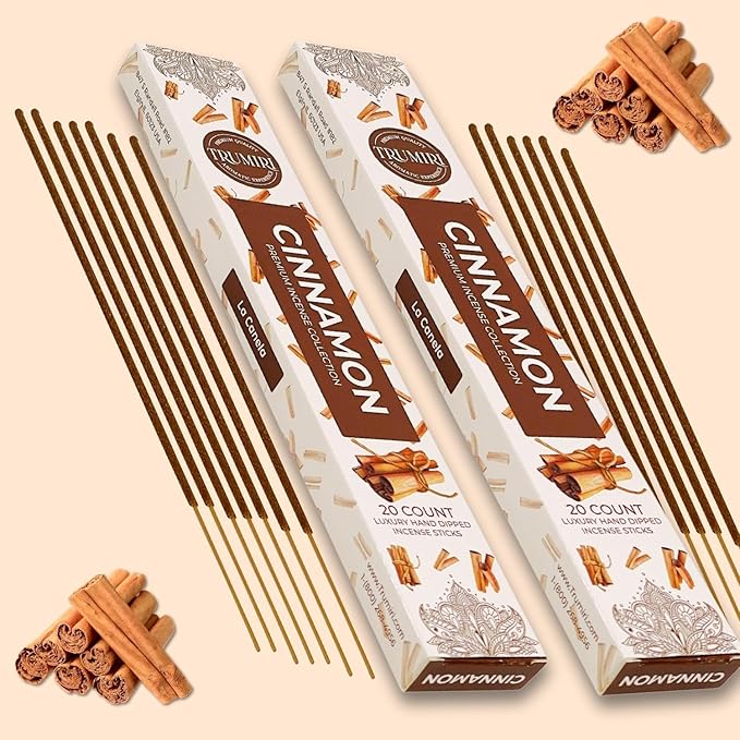 Cinnamon Incense Sticks - Incienso de Canela - Total 40 Insence-Sticks - Dual Pack of 20 Insense - Inciensos - Inscents - Natural Non Toxic Ingredients - Incents - Incence - Inscense