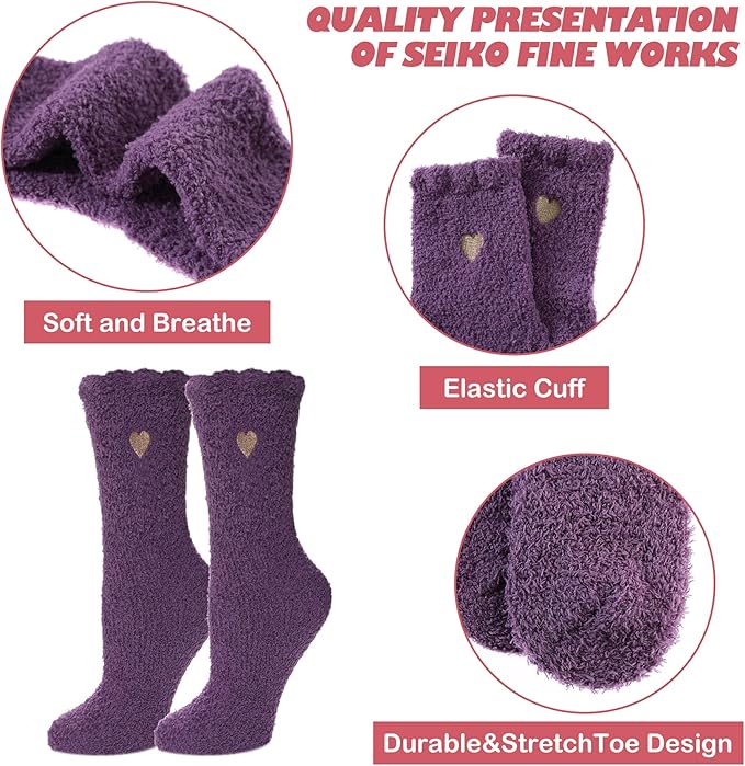 LINEMIN Womens Fuzzy Socks Cozy Fluffy Winter Warm Slipper Socks Microfiber Soft Home Sleeping Socks