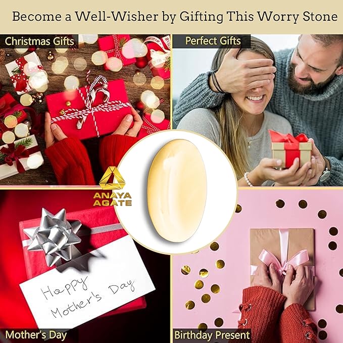 Yellow Aventurine Worry Stones – Crystal Thumb Worry Stone for Anguish, Stress – Relaxing and Soothing Balance Stones for Meditation, Stress Relief – Healing Stones and Crystals for Men & Women