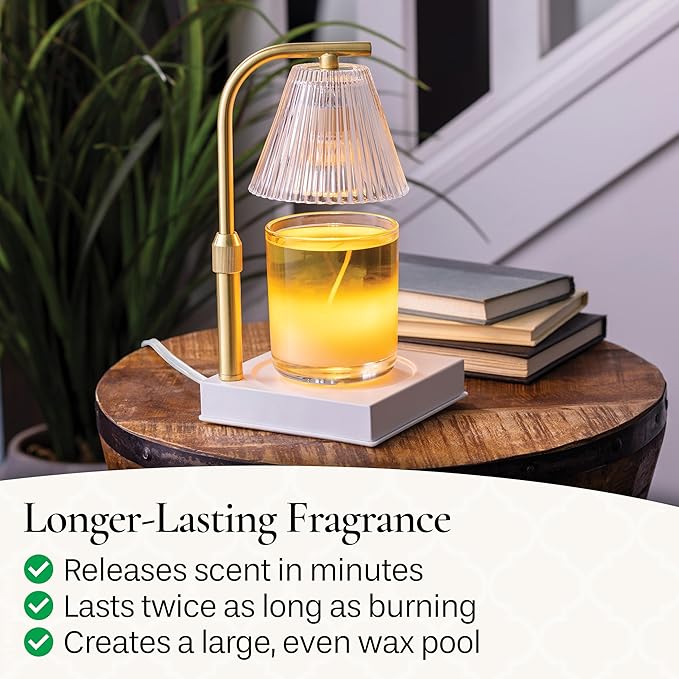 Candle Warmers Etc. Gold Luna Lamp – for Top-Down Warming & Flame-Free Fragrance