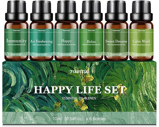 Essential Oils Blends Set for Diffusers for Home, Aromatherapy Diffuser Oil Scents - Calming, Sweet Dreams, Immunity, Relax, Mood, Fresh Air, Fragrance Oils for Diffusers, Massage, for Halloween6*10ML