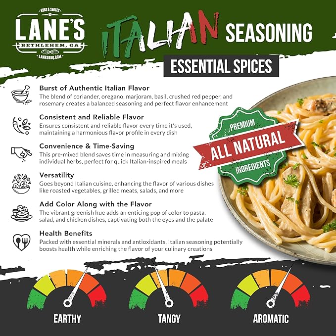 Lane's Italian Seasoning Blend Spices and Seasonings, All-Natural Italian Herbs Seasoning For Any Italian Inspired Dishes, Made in USA, 3 Oz (85g)