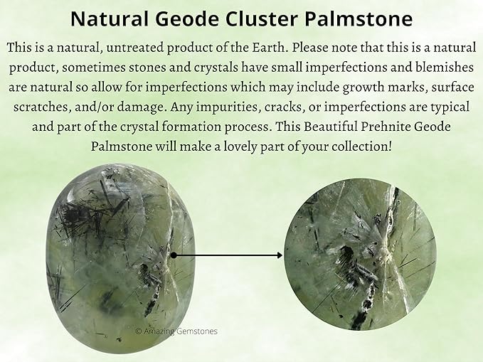 Amazing Gemstone Prehnite Epidote Crystals and Healing Stones - Large Palm Stone Crystals Piedra - Crystal for Good Luck, Positive Energy, Meditation - Unique Stocking Stuffers, Gifts for Women, Men