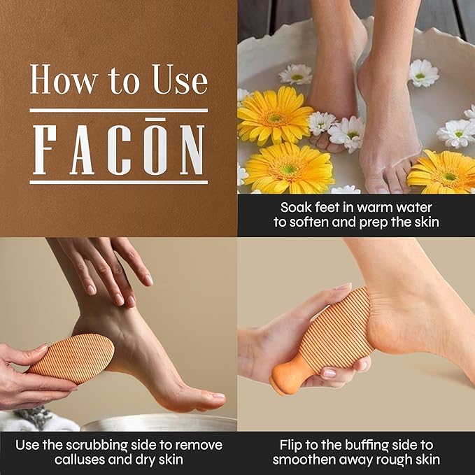 Facón Pumice Stone for Feet Callus Remover - Terra-Cotta Foot Scrubber with 2 Sides, 100% Pure Natural Foot Pumice Stone, Pedicure Pumice Stone Scrubber, Foot Exfoliator, Removes Calluses & Dead Skin