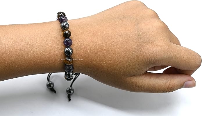 Natural Healing Crystal Bracelet for Women - Mens Bracelet Energy Balancing Gemstones Set - Adjustable Stone Bead Bracelet for Men and Women - Chakra Crystal Therapy Accessory, Meditation