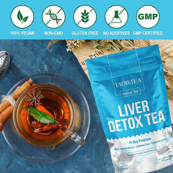 TAOISTEA Colon & Liver Detox Tea Set - 2 Herbal Blends, 14 Day Supply Each | Dual-Action Cleanse for Gut Health, Liver Detox & Daily Wellness