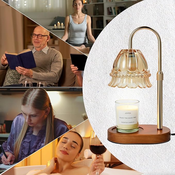 Adjustable Candle Warmer Lamp with Timer, Height and Brightness Control, Compatible with Most Candles, Dimmable Lamp Candle Warmer with 2 Bulbs, Scented Candle Lamp Warmer