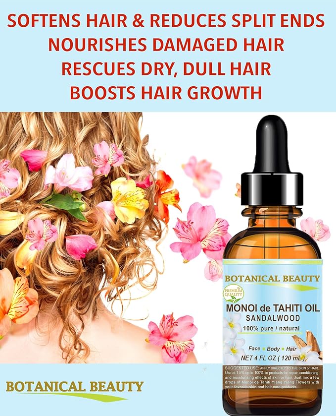 Botanical Beauty MONOI de TAHITI OIL TIARE TIKI 100% Pure Natural Undiluted Virgin 1 Fl. Oz.- 30 ml for FACE, SKIN, BODY, HAIR, NAILS