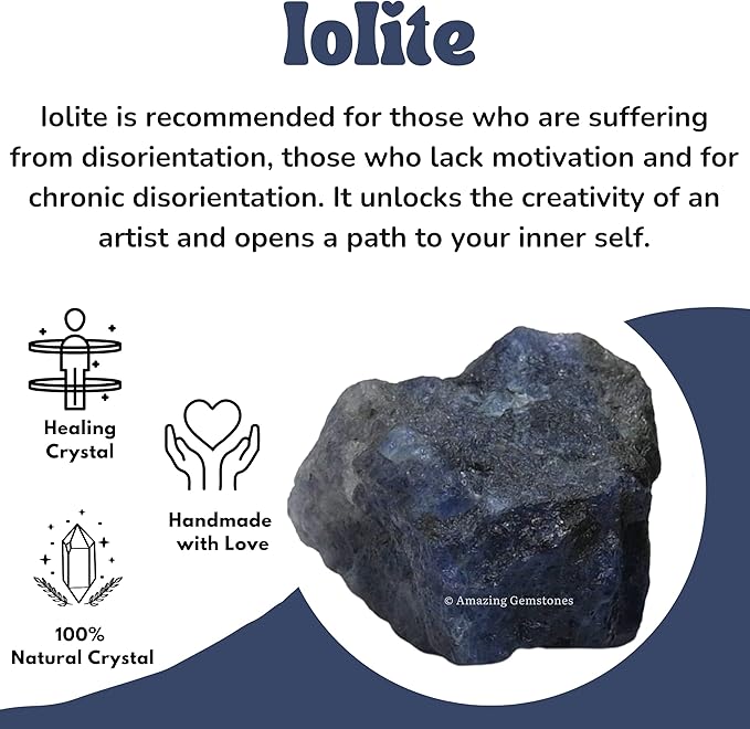 Amazing Gemstone 2 Pieces Iolite Raw Crystals and Healing Stones, Natural Rocks for Tumbling and DIY Raw Stones and Crystals